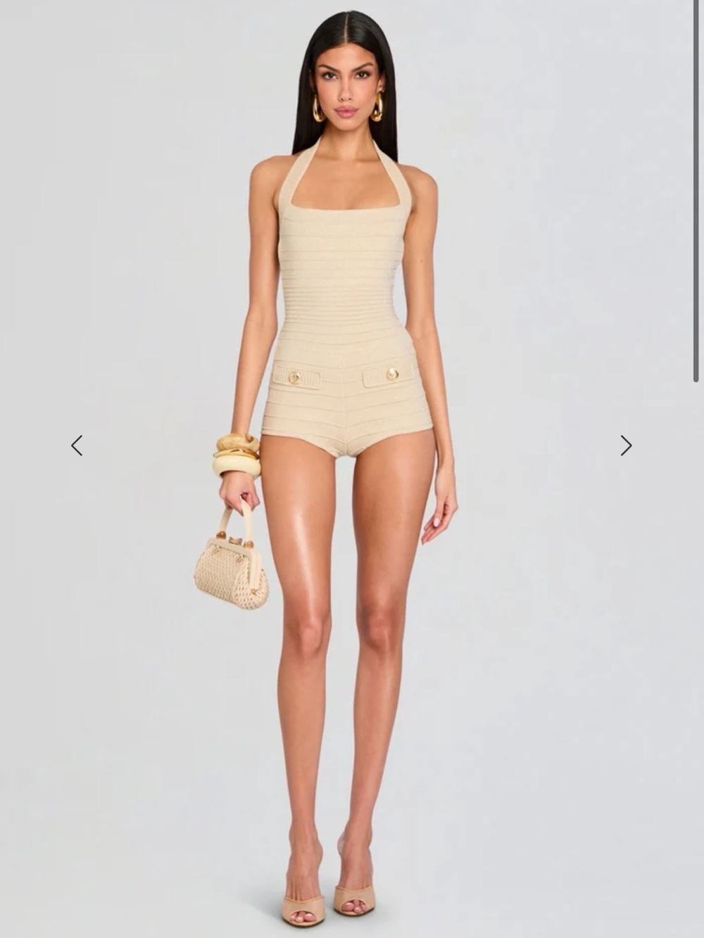 Retrofete FALLYN METALLIC BANDAGE KNIT ROMPER NWT